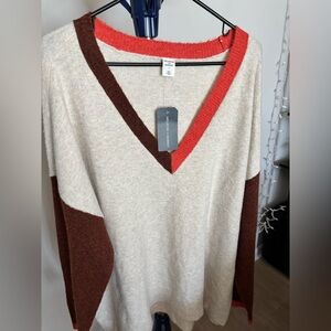 Colorblock V-Neck Sweater NWT XL